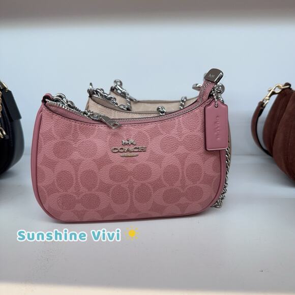 NWT Coach Teri Mini Crossbody Bag In Signature Canvas CW323 Dusty Pink - Picture 1 of 15